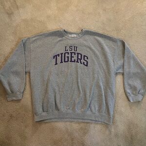 Fanatics Gray LSU Tigers Crewneck Sweater